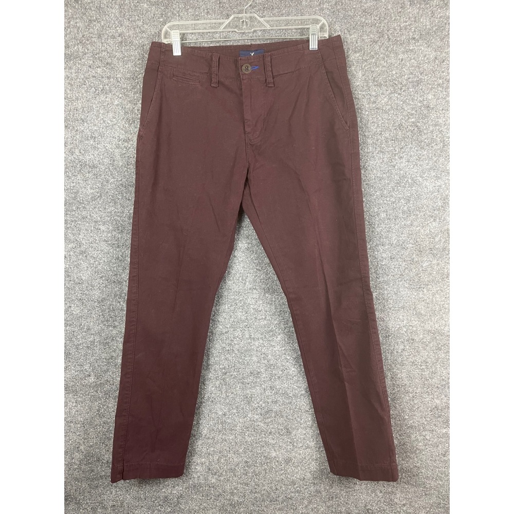 American Eagle Chino‎ Pants Mens 30 X 30 Burgundy Maroon Slim Trousers
